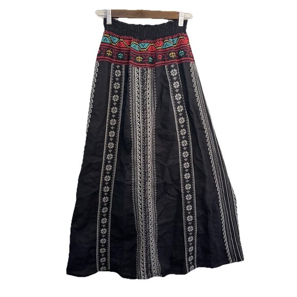 Johnny Was Embroidered Maxi Skirt Elastic Waist Size XS Boho Hippie - Picture 1 of 10